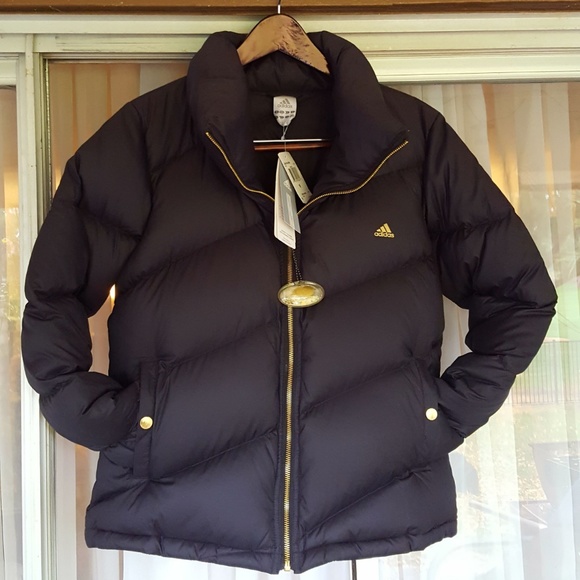 adidas Ladies Down Puffer Coat -New - Med - Black - Picture 1 of 7